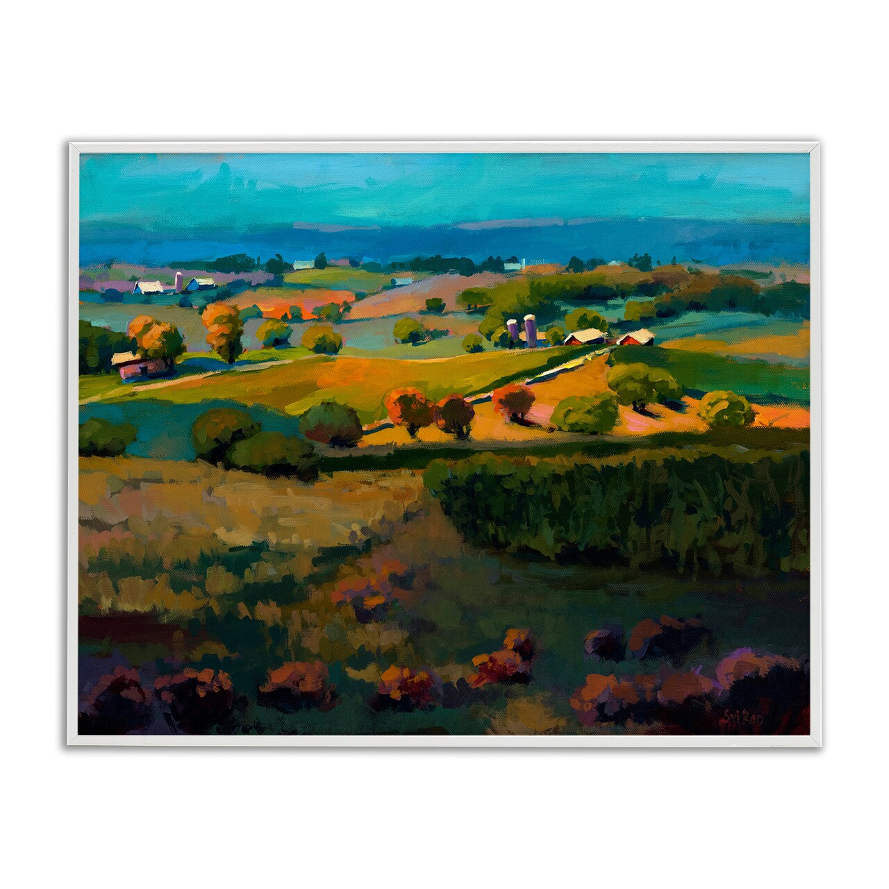 Stupell Industries Countryside Farms Landscape Framed Giclee Wall Art Design by Sri Rao